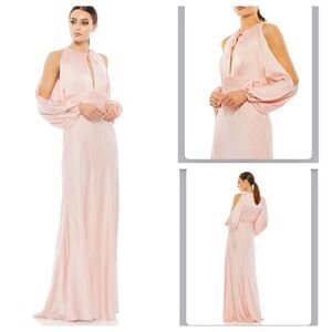 NWT Ieena for Macdugal TIED KEYHOLE COLD SHOULDER BISHOP SLEEVE GOWN 12 #70184